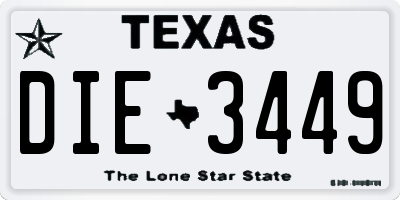 TX license plate DIE3449