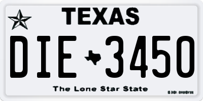 TX license plate DIE3450