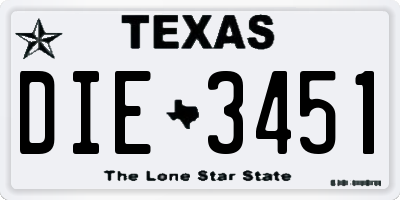TX license plate DIE3451