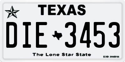 TX license plate DIE3453
