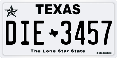 TX license plate DIE3457