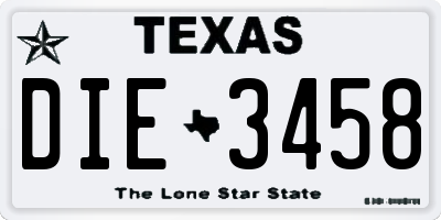TX license plate DIE3458