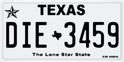 TX license plate DIE3459