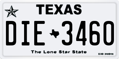 TX license plate DIE3460