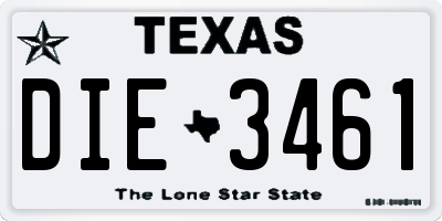 TX license plate DIE3461