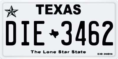 TX license plate DIE3462