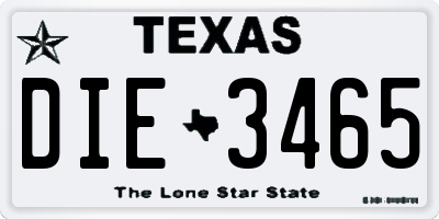 TX license plate DIE3465