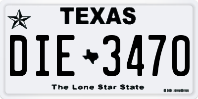 TX license plate DIE3470