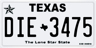TX license plate DIE3475