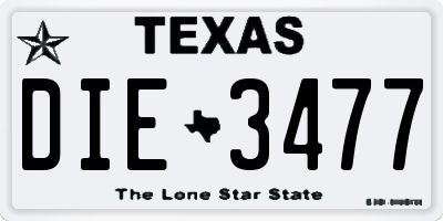 TX license plate DIE3477