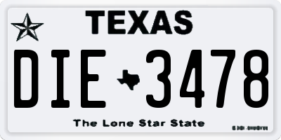 TX license plate DIE3478