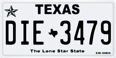 TX license plate DIE3479