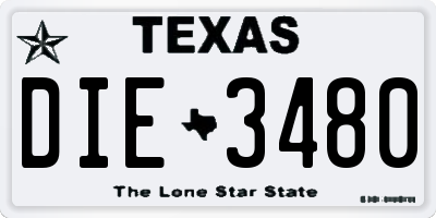 TX license plate DIE3480