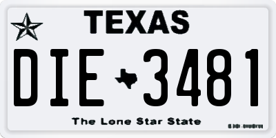 TX license plate DIE3481