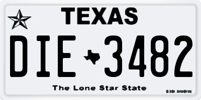 TX license plate DIE3482