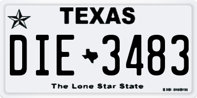 TX license plate DIE3483