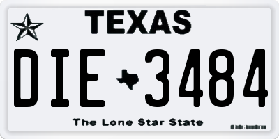TX license plate DIE3484