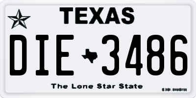 TX license plate DIE3486