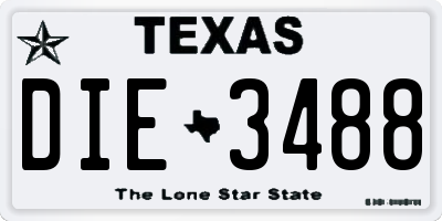 TX license plate DIE3488