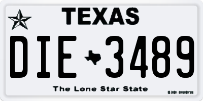 TX license plate DIE3489