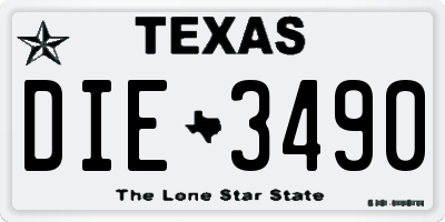 TX license plate DIE3490