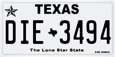 TX license plate DIE3494