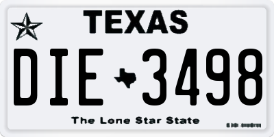 TX license plate DIE3498