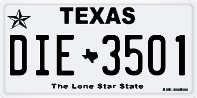 TX license plate DIE3501