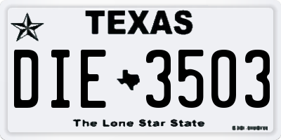 TX license plate DIE3503