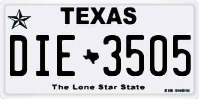 TX license plate DIE3505