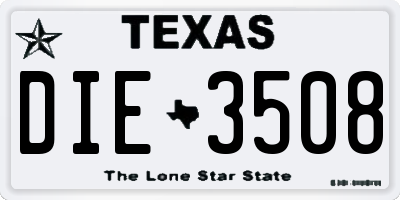 TX license plate DIE3508