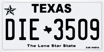 TX license plate DIE3509