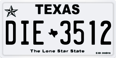 TX license plate DIE3512