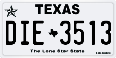 TX license plate DIE3513