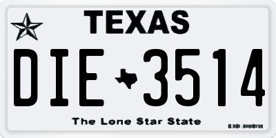 TX license plate DIE3514