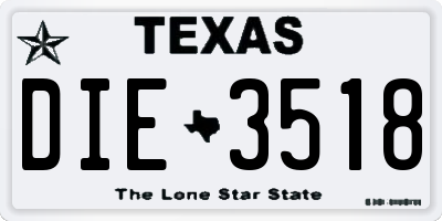 TX license plate DIE3518