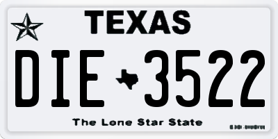 TX license plate DIE3522