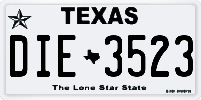 TX license plate DIE3523