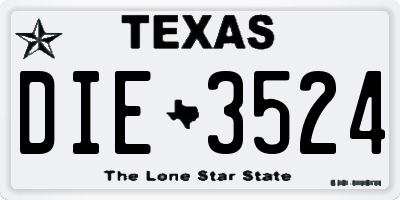TX license plate DIE3524