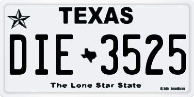 TX license plate DIE3525
