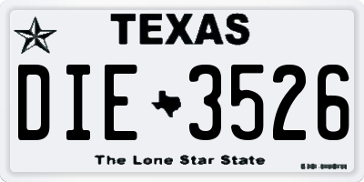 TX license plate DIE3526