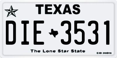 TX license plate DIE3531
