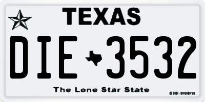 TX license plate DIE3532