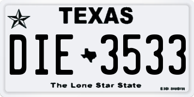 TX license plate DIE3533