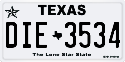 TX license plate DIE3534