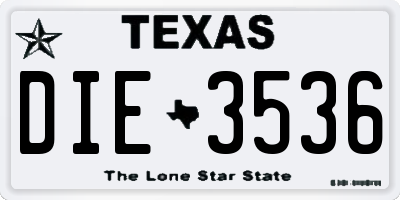 TX license plate DIE3536
