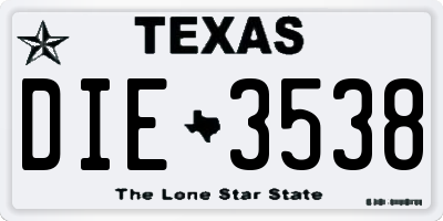 TX license plate DIE3538