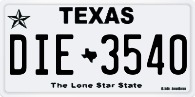 TX license plate DIE3540