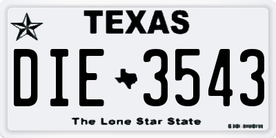 TX license plate DIE3543