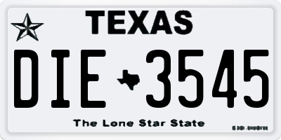TX license plate DIE3545